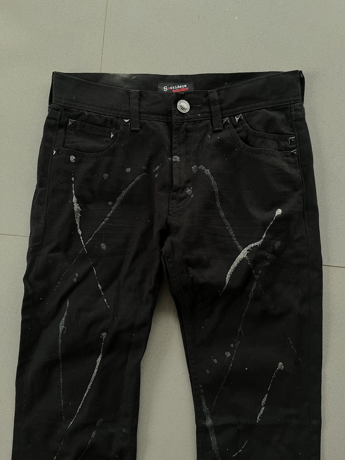 Isamu Katayama Backlash JAPANESE SORRIDERE FLARE BOOT CUT DENIM BLACK PAINT STAIN Size US 30 / EU 46 - 3 Thumbnail