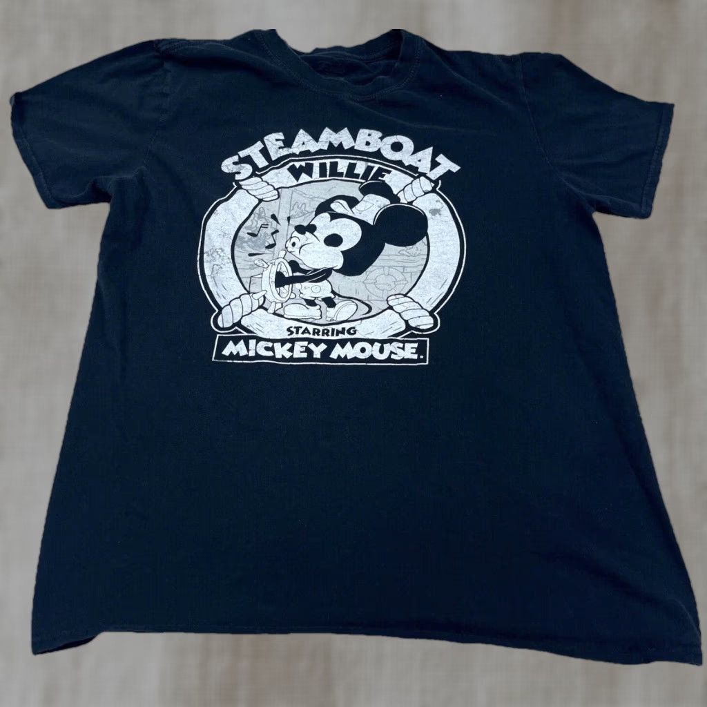 Disney Disney Mickey Mouse Graphic Print T-Shirt Men Medium Black Crew Neck Retro Cartoon Classic Size US M / EU 48-50 / 2 - 1 Thumbnail