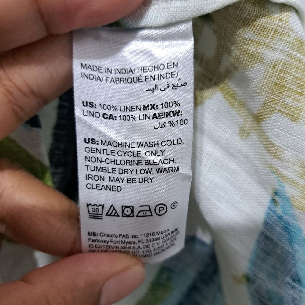 Chicos Chico's Linen Palm Print Tunic Wedge Short Dress Multi- Colo Size L / US 10 / IT 46 - 8 Thumbnail