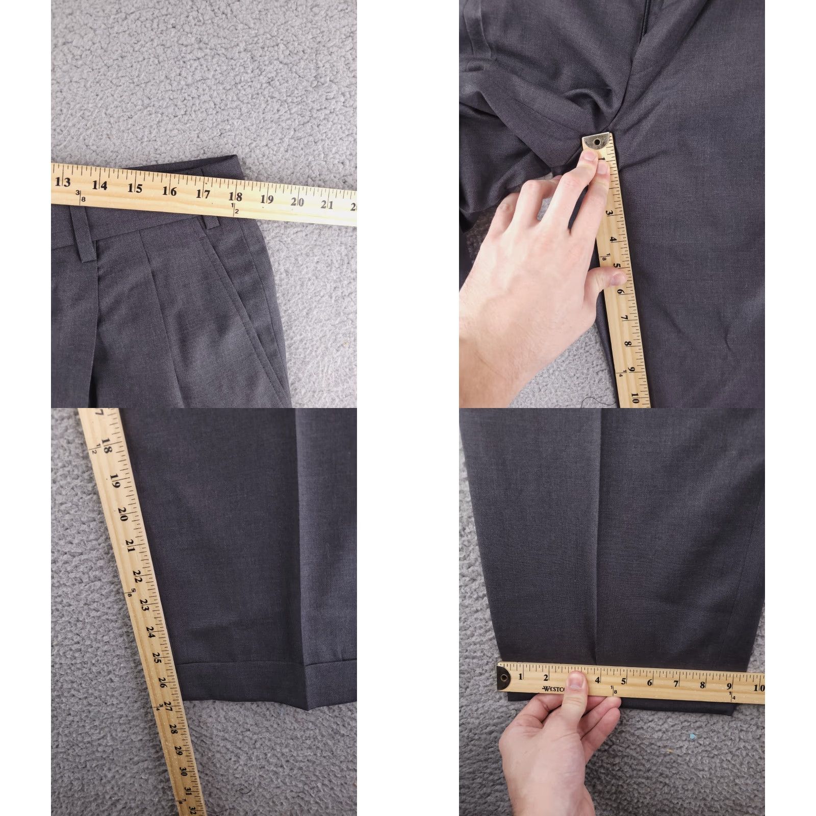 Vintage Hathaway Platinum Pants Mens 36 Gray 100% Wool Pleated Dress Pants Regular Inseam 27" Italy Size US 36 / EU 52 - 8 Thumbnail