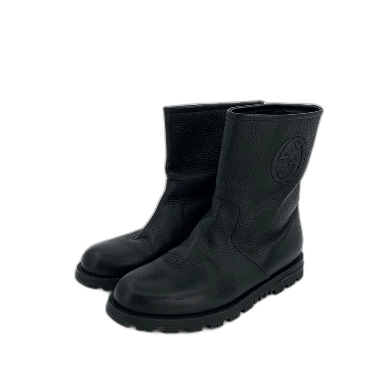 Gucci Gucci Black Logo Leather Short Boots Size US 7 / EU 40 - 1 Thumbnail