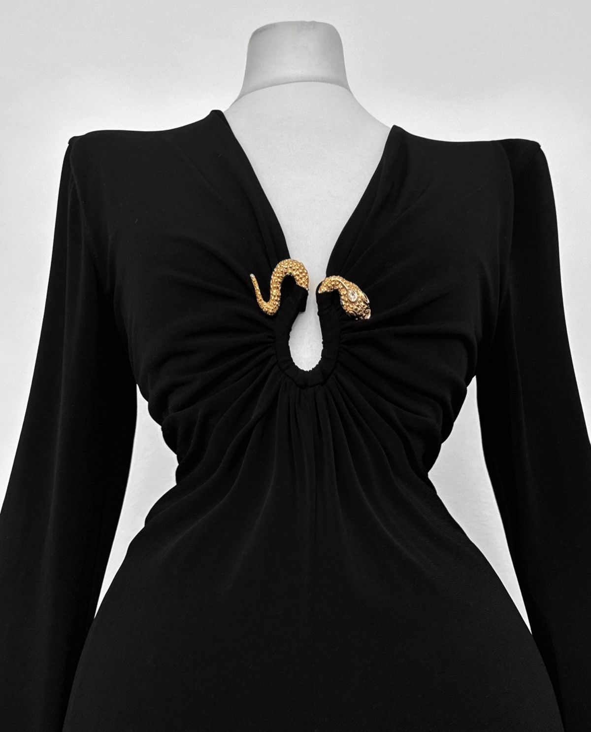 Roberto Cavalli Roberto Cavalli Runway FW 2007 sculptural black snake dress Size L / US 10 / IT 46 - 3 Thumbnail