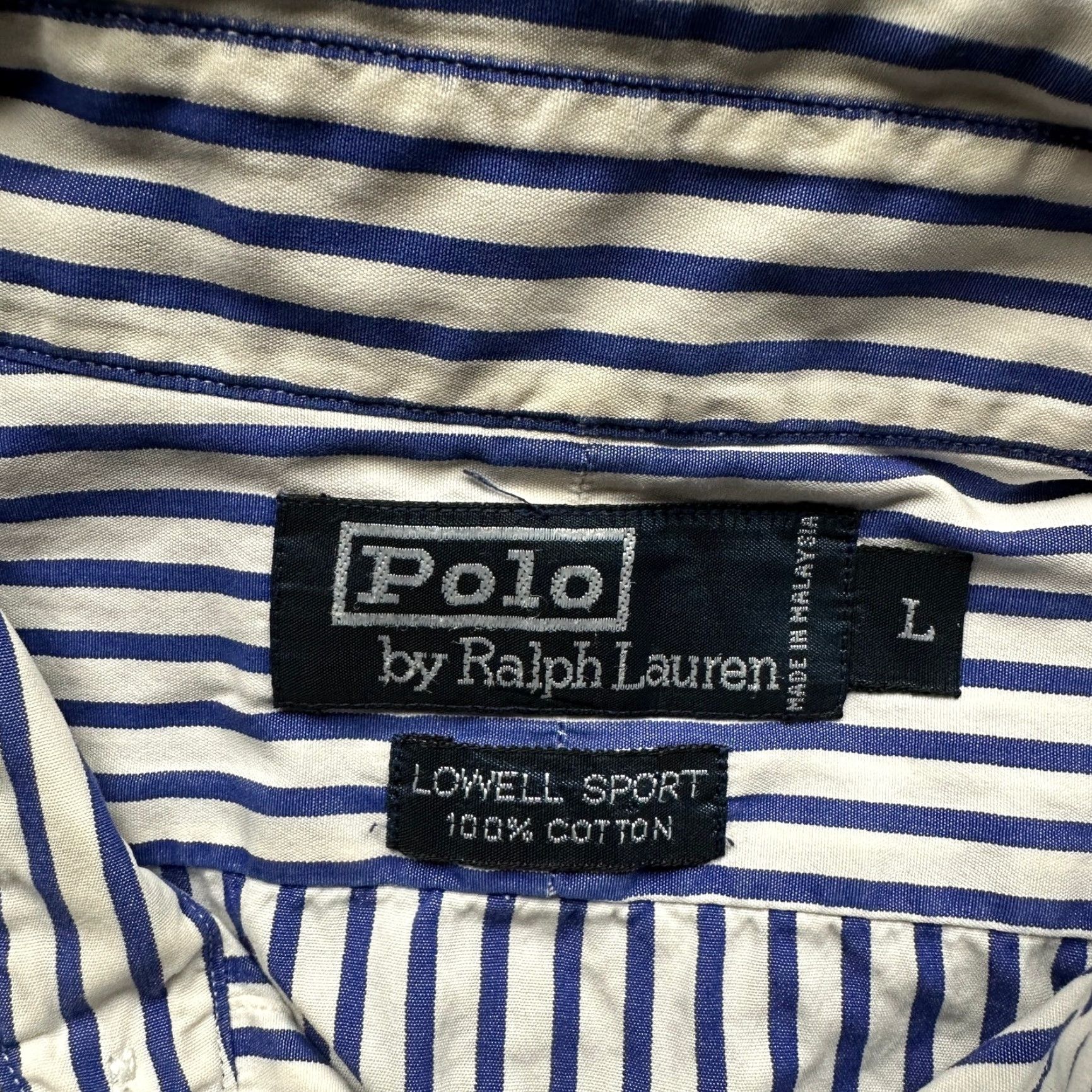 Polo Ralph Lauren VINTAGE Polo Ralph Lauren Lowell Sport Blue Striped Long Sleeve Button Shirt Men Large Size US L / EU 52-54 / 3 - 3 Thumbnail