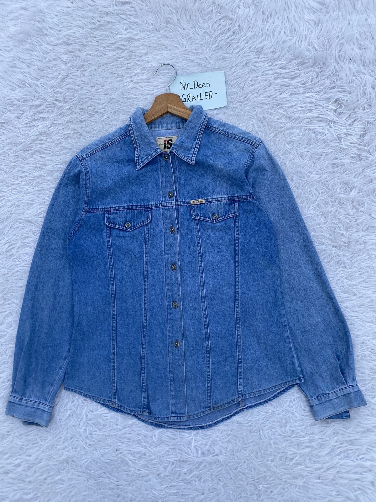 Issey Miyake Rare Vintage 90s Issey Miyake IS Blue Denim Shirt Size US S / EU 44-46 / 1 - 4 Thumbnail