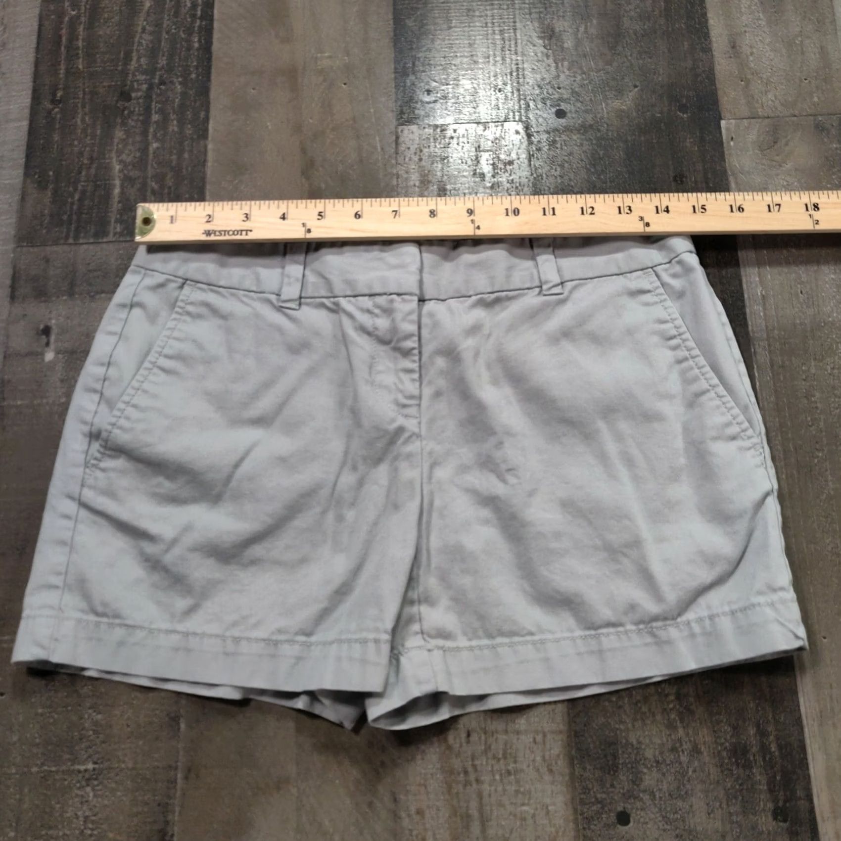 Loft LOFT Chino Shorts Womens Gray 0 Mid-Rise Flat Front Zip Closure Pockets Casual Summer Preppy Clothes Mens? Women Size 29" - 7 Thumbnail