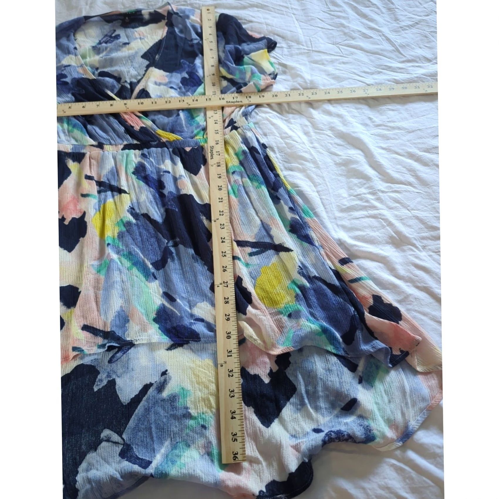 Torrid Torrid Hi-Low Surplice V-Neck Short Sleeve Rayon Dress Sz 0X 0 (XL) Multicolor Floral Boho Casual Party/Cocktail Travel Womens Size 40" / US 18 - 4 Thumbnail
