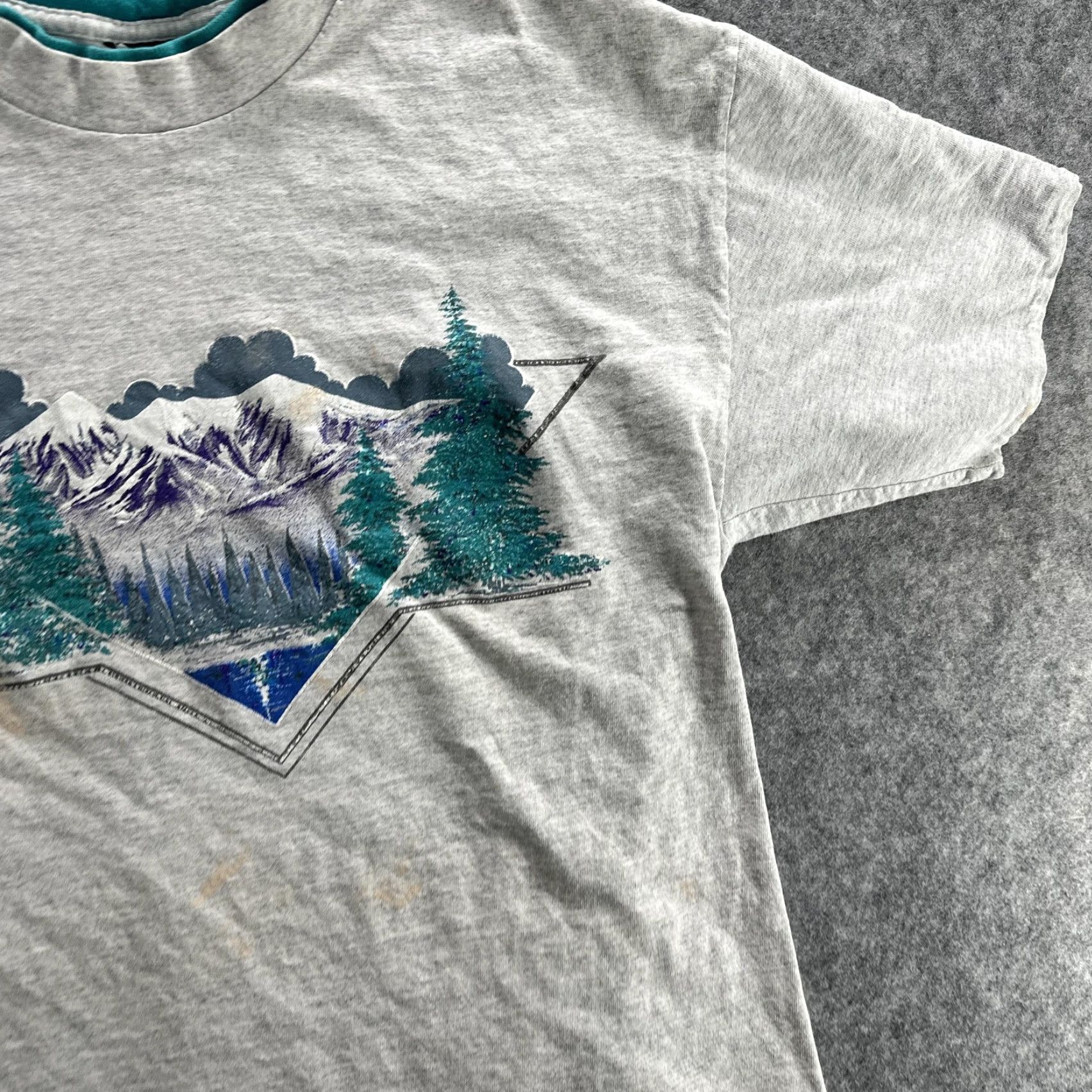 Doublet VINTAGE 90s Mountain Nature T-Shirt Mens Large Gray Double Collar Outdoor Graphic Tee Size US L / EU 52-54 / 3 - 4 Thumbnail