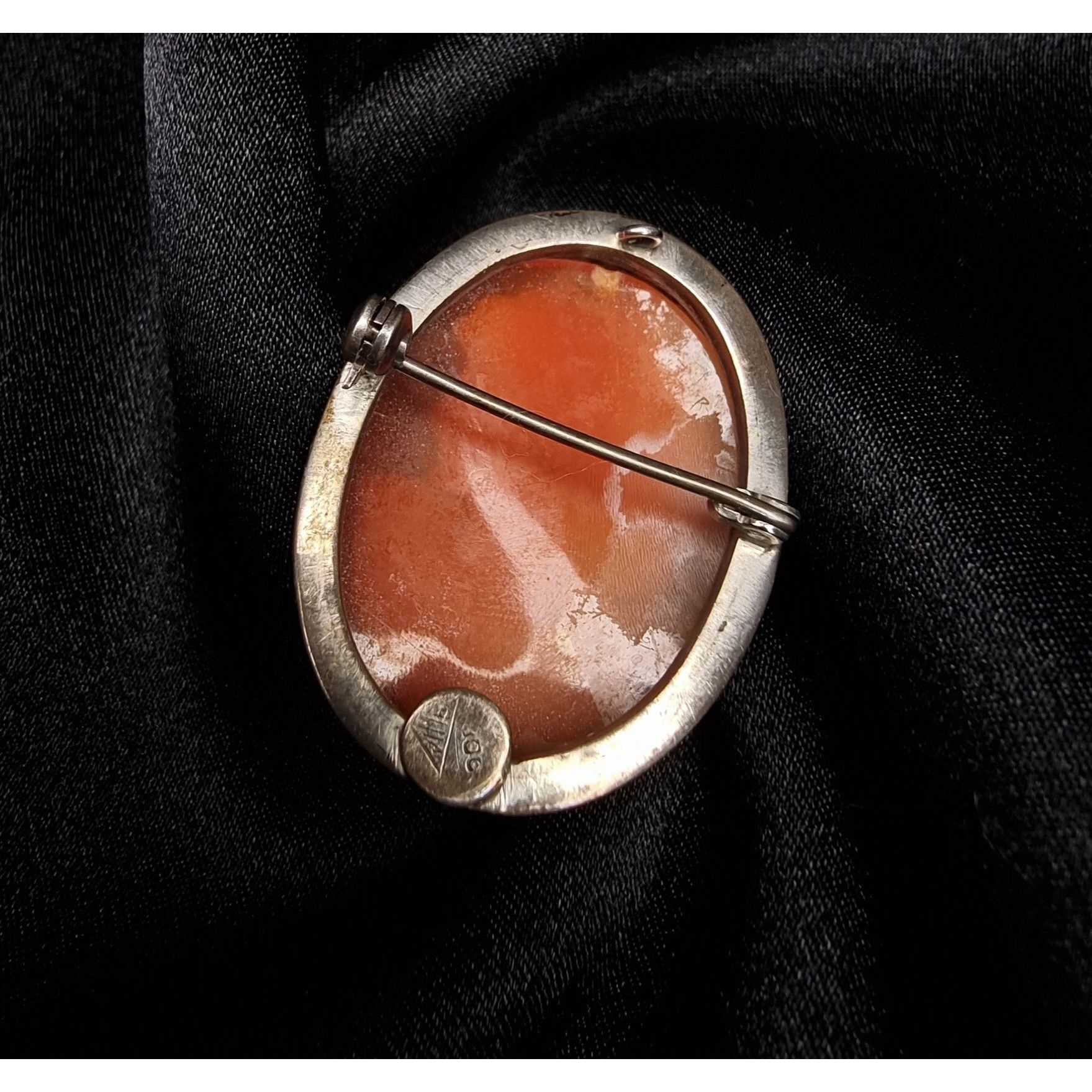 Vintage Vintage 800 Silver Real Cameo Brooch Pendant Oval Shape Eleg Size ONE SIZE - 5 Thumbnail