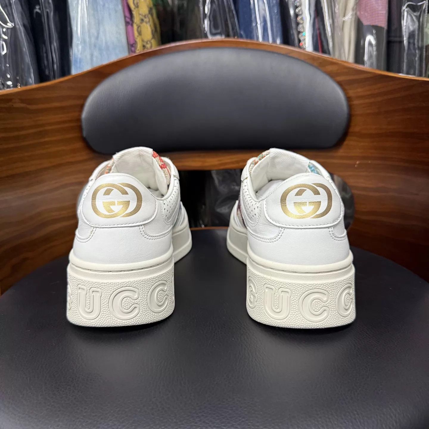 Gucci Gucci GG Multicolor White Embroidered Biscuit 37.5 Size US 7 / IT 37 - 3 Thumbnail