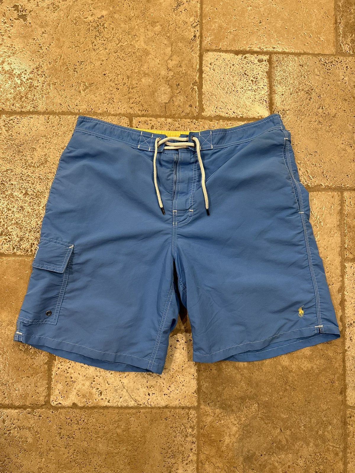 Polo Ralph Lauren Polo Ralph Laurent Powder Blue / Yellow Swim Trunks Shorts Size US 34 / EU 50 - 1 Thumbnail