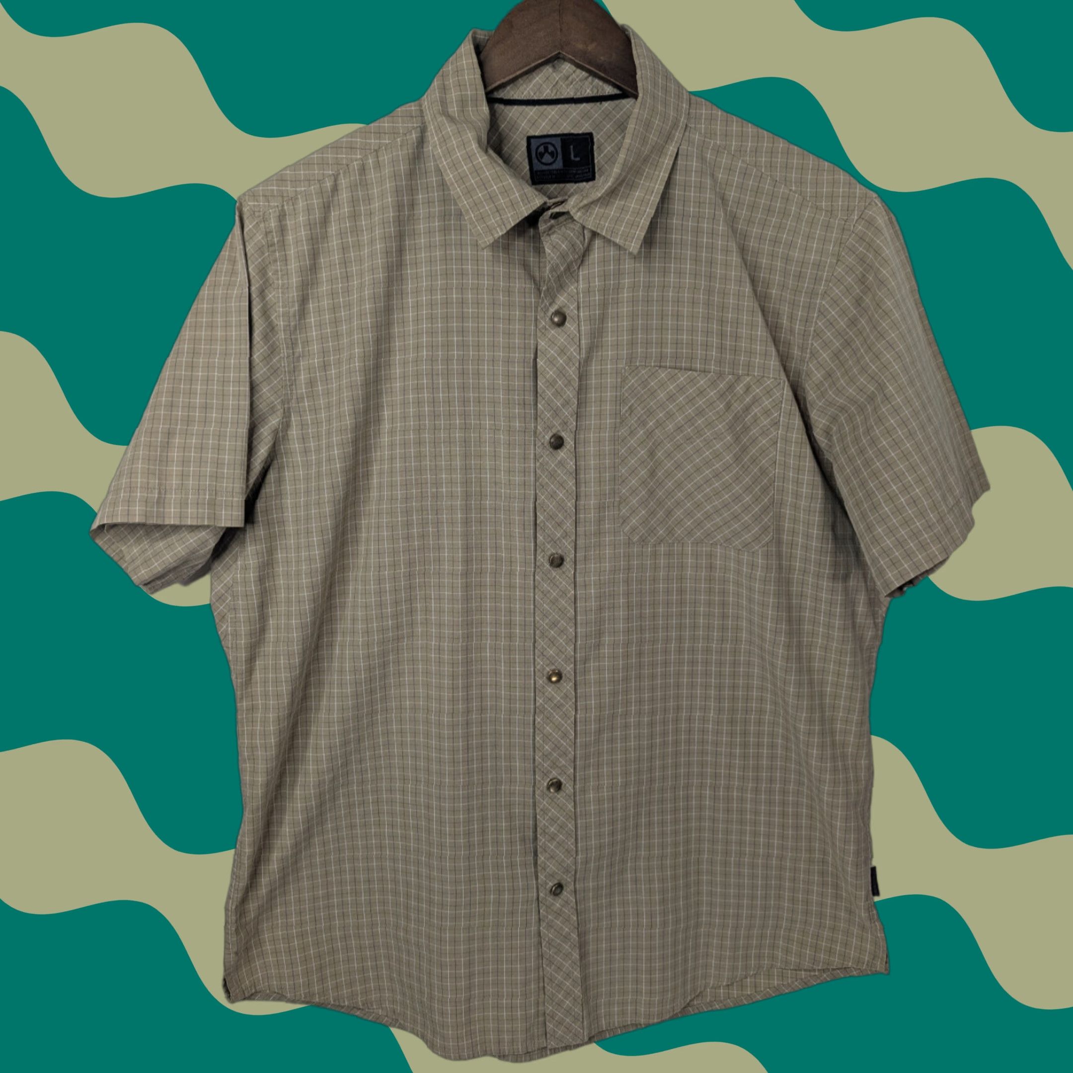 Vintage Magpul Shirt Mens Large Beige Plaid Button-Up Short Sleeve Snap Casual Outdoor Military Classic. Size US L / EU 52-54 / 3 - 1 Thumbnail