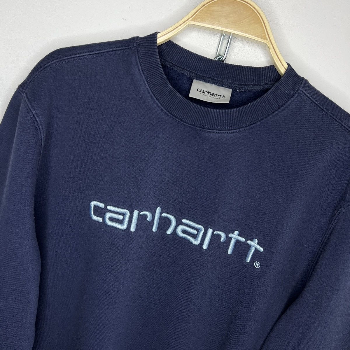 Carhartt × Vintage Vintage Carhartt Spellot Crew Neck Navy Sweatshirt Size US M / EU 48-50 / 2 - 4 Thumbnail