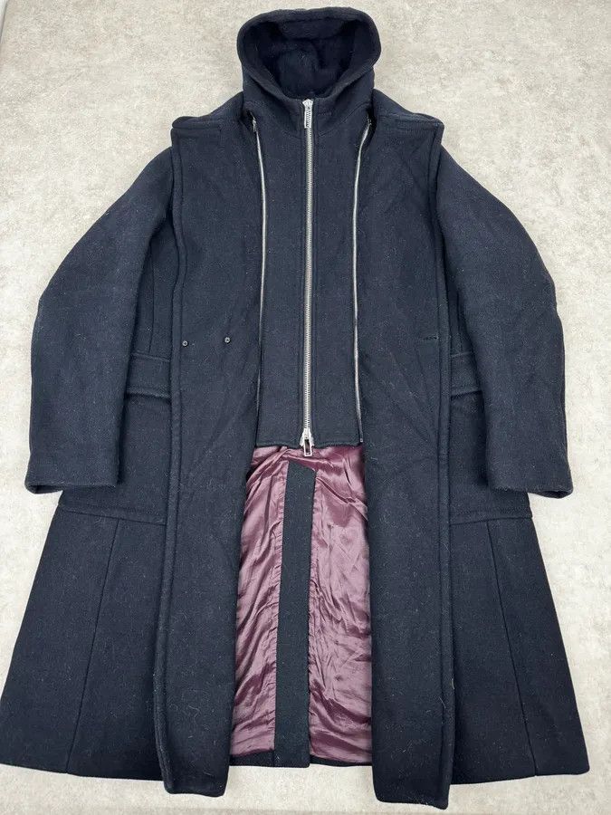 Emporio Armani FW2019 Emporio Armani Navy Wool Layers Long Jacket Size US M / EU 48-50 / 2 - 4 Thumbnail