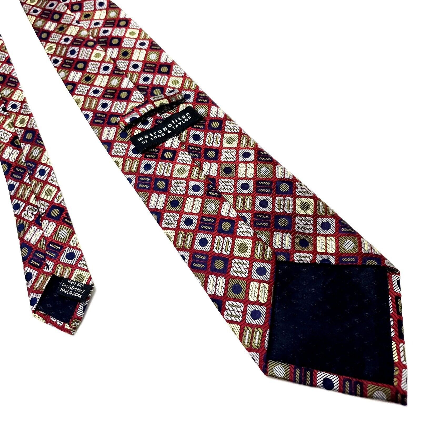 Designer Metropolitan by Lord & Taylor Multi Colored Silk Tie Woven G Size ONE SIZE - 3 Thumbnail