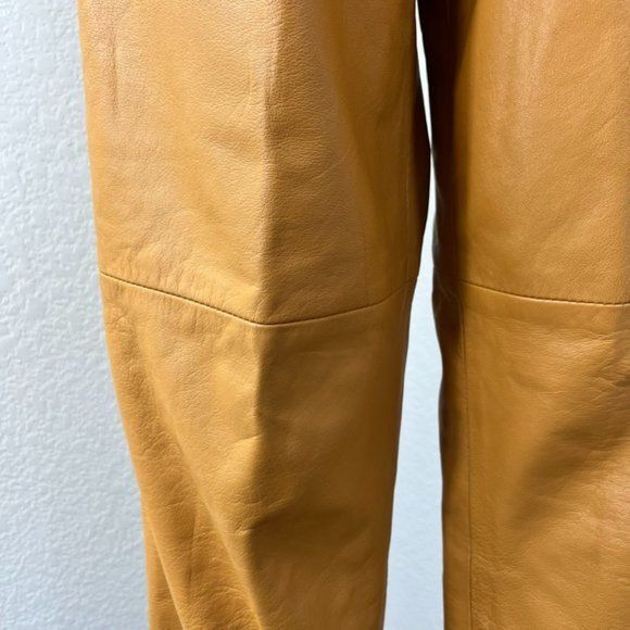 Leather × Vintage Beged - Or Italia Leather Pants High Waist Pleated Size 26" / US 2 / IT 38 - 3 Thumbnail