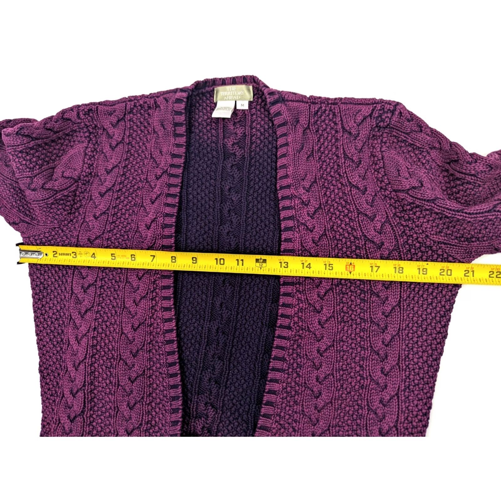 The Territory Ahead Territory Ahead Cardigan Women M Plum Purple Cable Knit Tie Front Front Open Knit Sweater Size M / US 6-8 / IT 42-44 - 6 Thumbnail