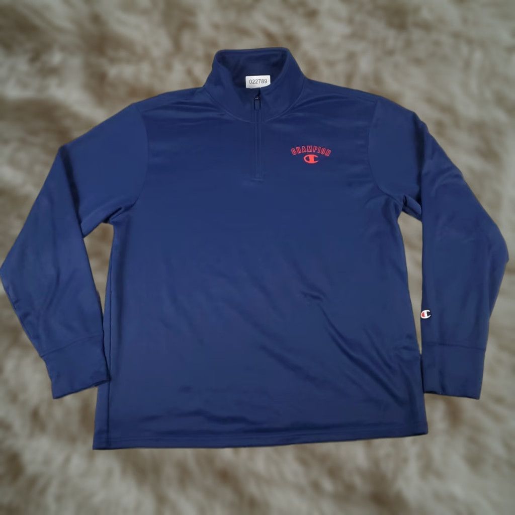 Champion Champion Sweatshirt Mens Large Blue Polyester 1/4 Zip Up Pullover Shirt Size US L / EU 52-54 / 3 - 1 Thumbnail