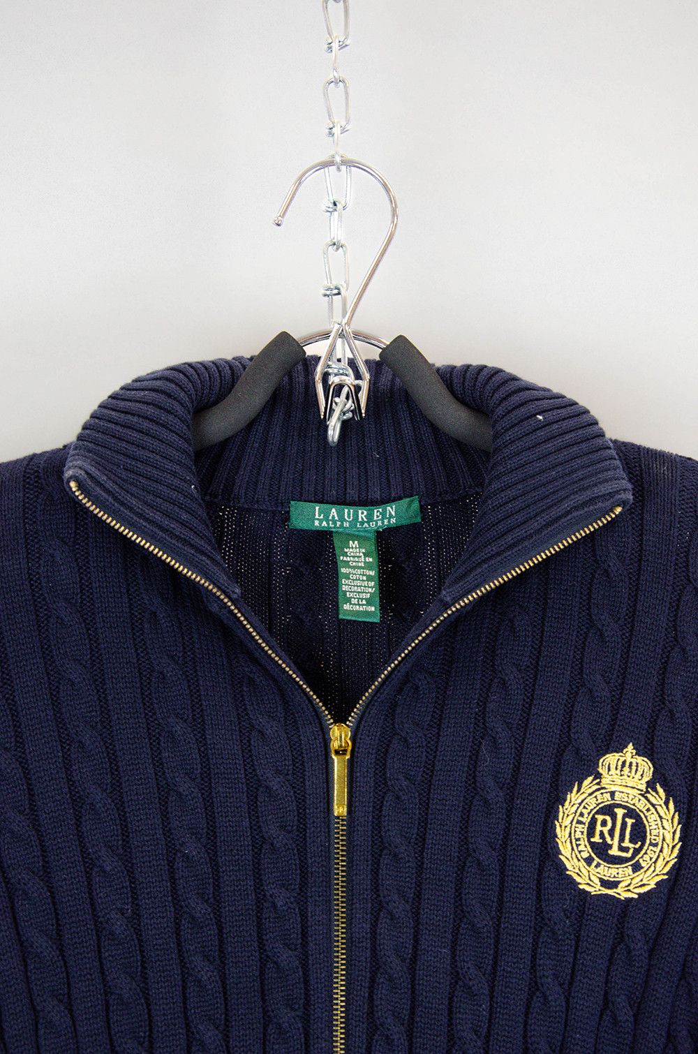 Lauren Ralph Lauren Lauren Ralph Lauren Cable Zip Sweater – Navy – Size M Size M / US 6-8 / IT 42-44 - 8 Thumbnail