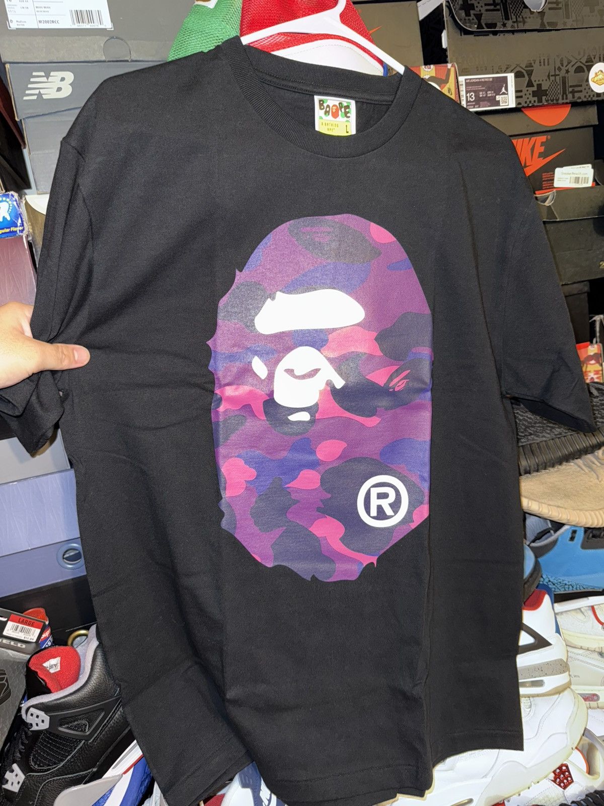 Bape Bape head tee purple camo size L Size US L / EU 52-54 / 3 - 1 Thumbnail