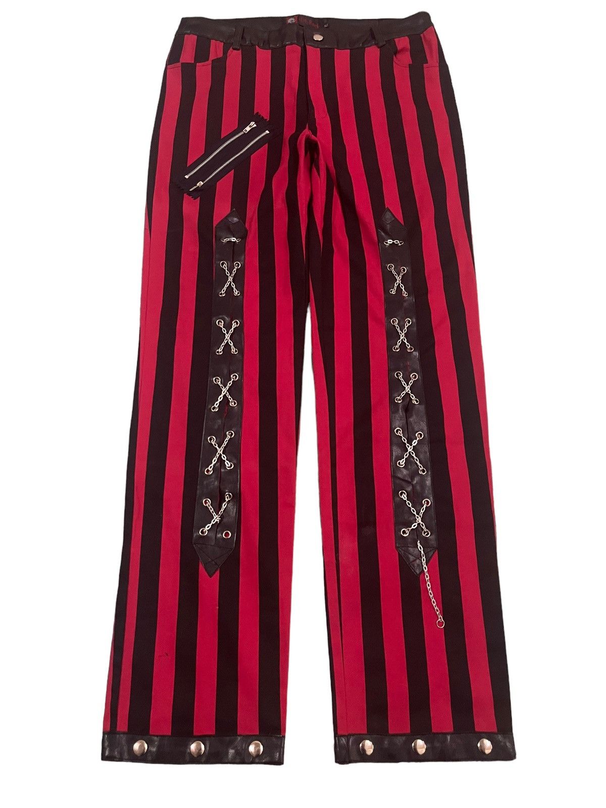 Seditionaries Vintage Japanese Brand Punk Stripe Bondage Style Pants Size US 31 - 1 Thumbnail