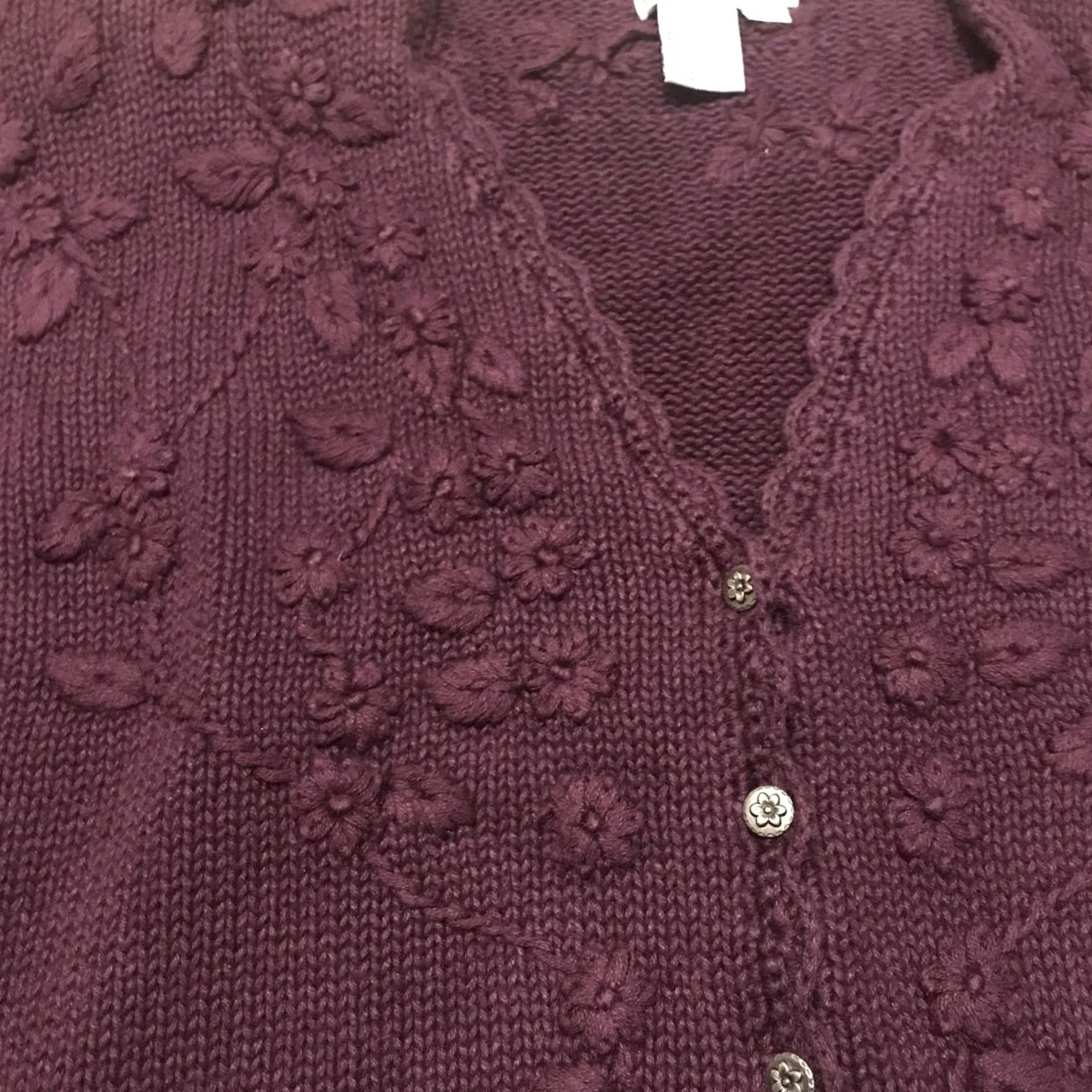 Vintage VINTAGE D.B.L. Purple Knit Sweater Cardigan Woman L Floral Button Up 1980s Womens Men’s? Size L / US 10 / IT 46 - 3 Thumbnail