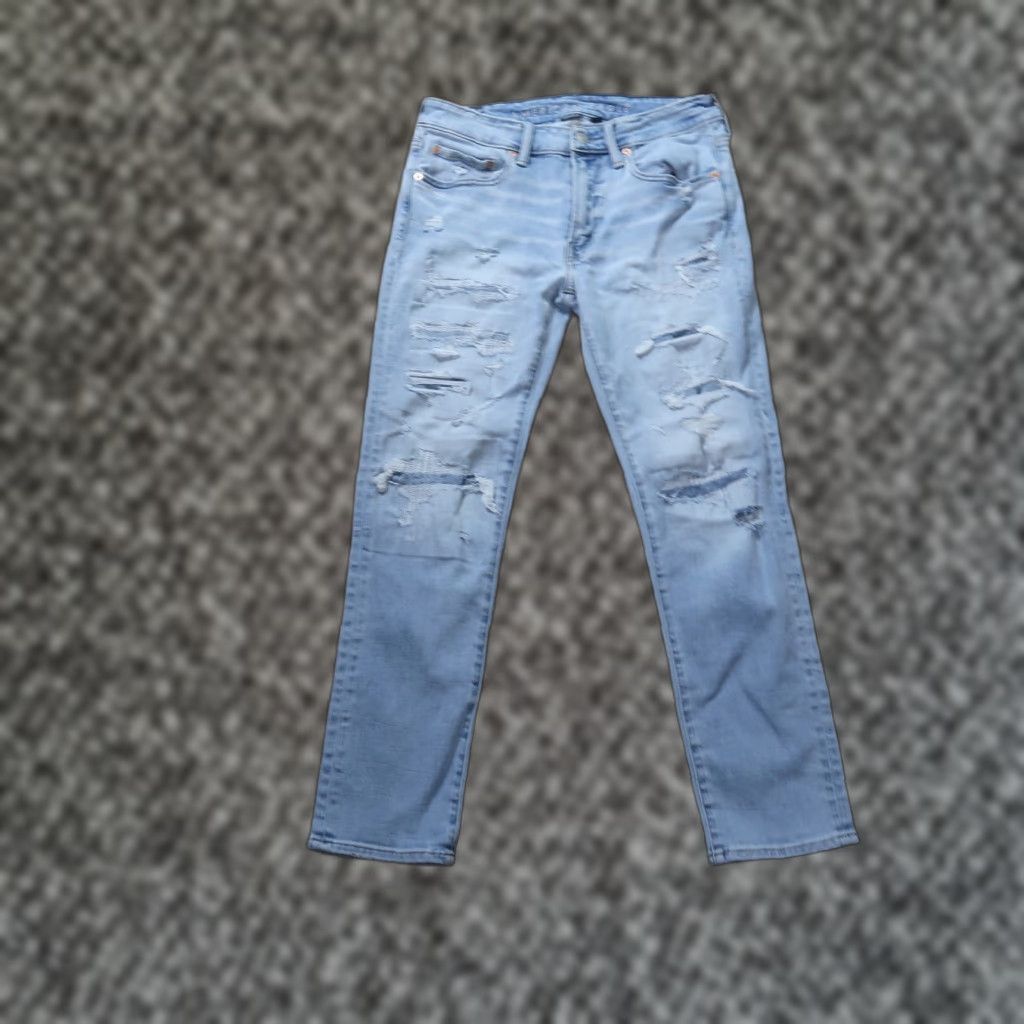 American Eagle Outfitters American Eagle Jeans Men's 31x30 Blue Denim Airflex Slim Straight Size US 31 - 1 Thumbnail