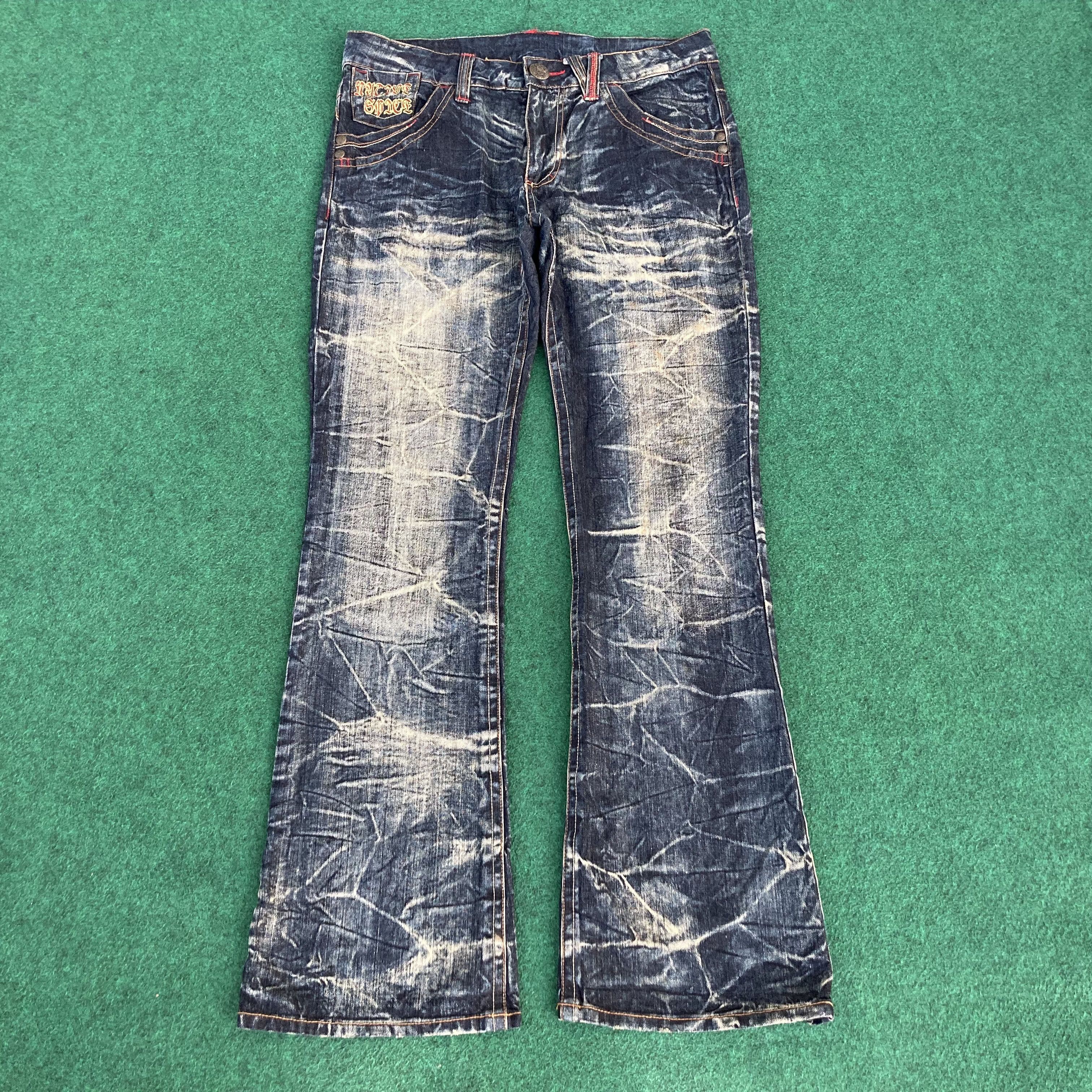 image of Designer Sky Bomber Flared Design Pant Bootcut Size 34 Jeans, Men's