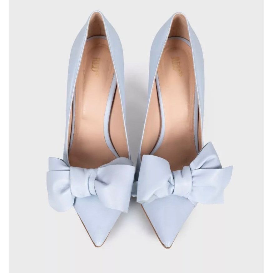 RED Valentino RED Valentino Blue Leather Bow Pumps Sz.38.5 Size US 8.5 / IT 38.5 - 2 Thumbnail