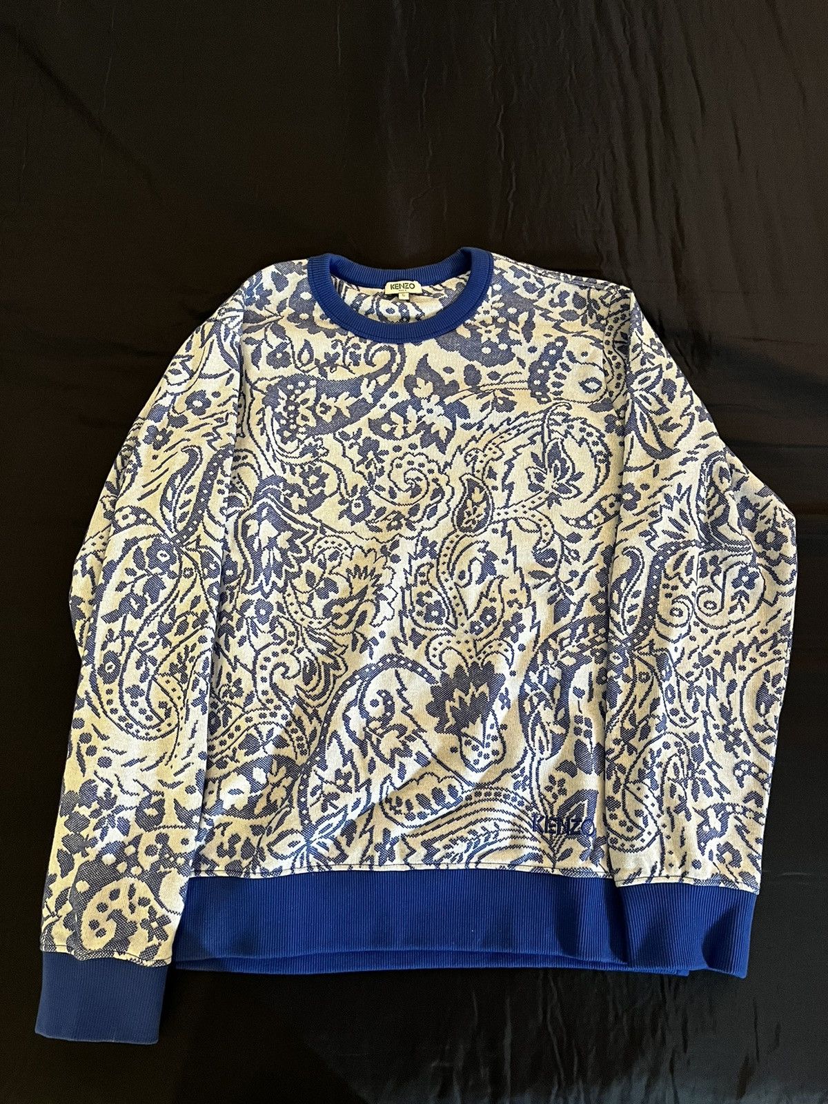 Image of Blue/white Paisley Kenzo Pullover, Men's (Size Small)