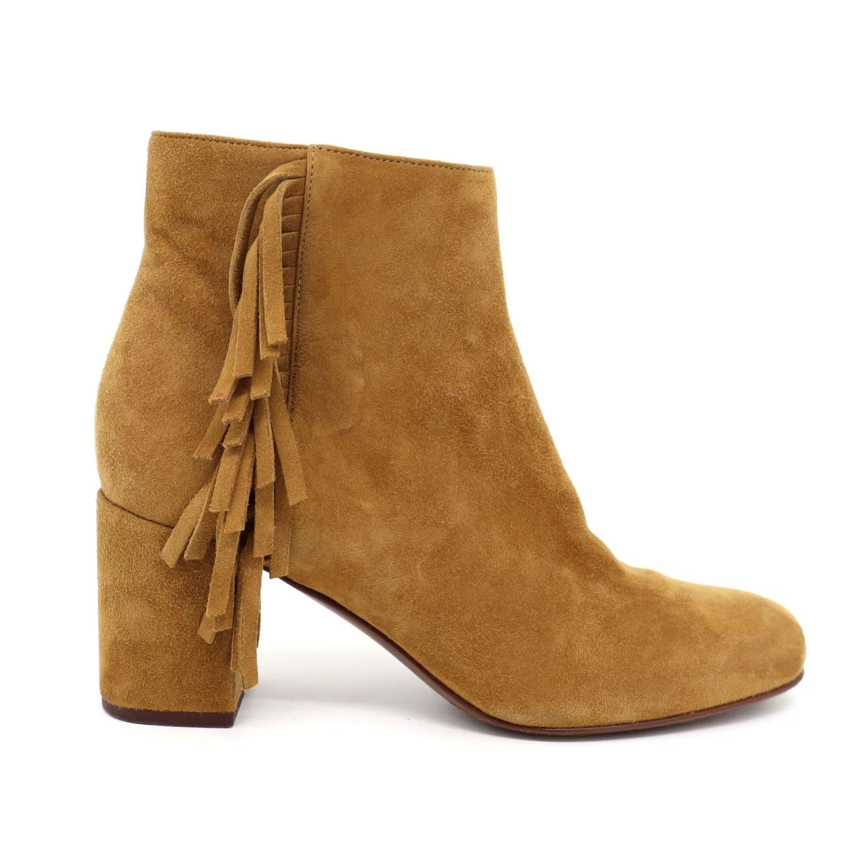 Yves Saint Laurent Yves Saint Laurent Tan Suede Fringe Zip Ankle Boots Sz 6 Womens Leather Lining 2.5" Heel Italy Bootie Size US 5.5 / IT 35.5 - 4 Thumbnail