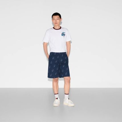 Gucci o1loc1c0226 810782 Printed Cotton Ripstop Shorts in Blue Size US 28 / EU 44 - 7 Thumbnail