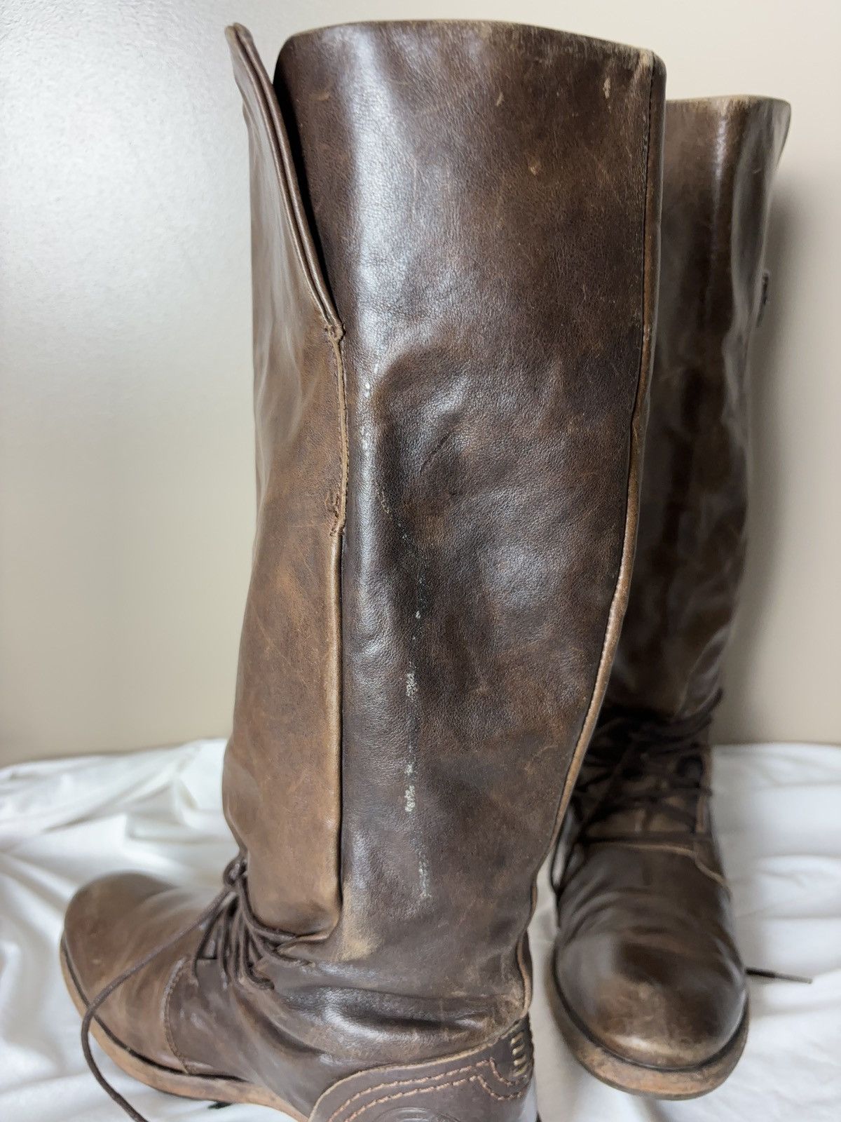 Leather LEATHER BONDAGE MOTO BOOTS LACE UP Size US 7 / IT 37 - 12 Thumbnail