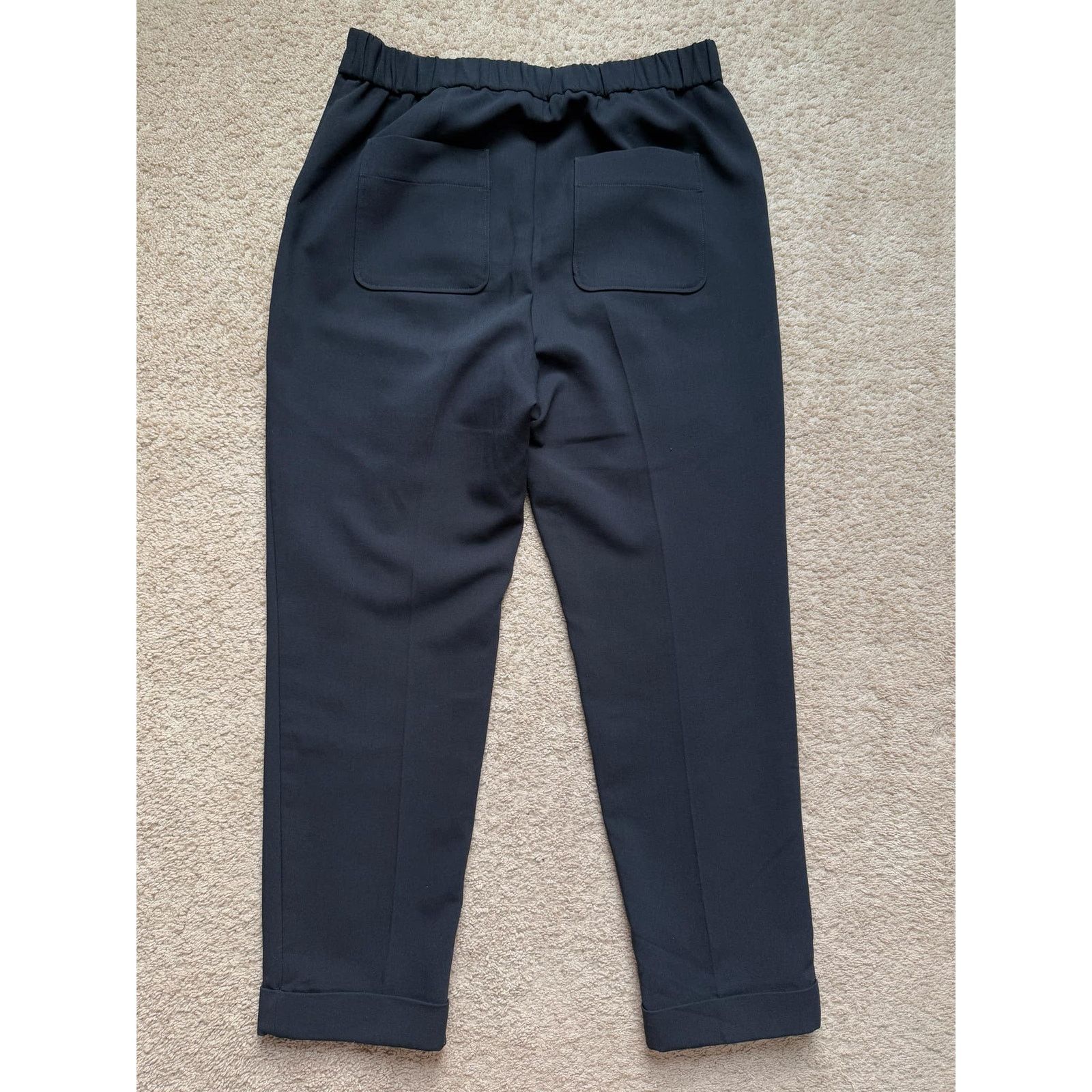 Anthropologie Maeve Pintuck Tapered Leg Trouser Cuffed Pants Black Size 10 Size 32" / US 10 / IT 46 - 4 Thumbnail