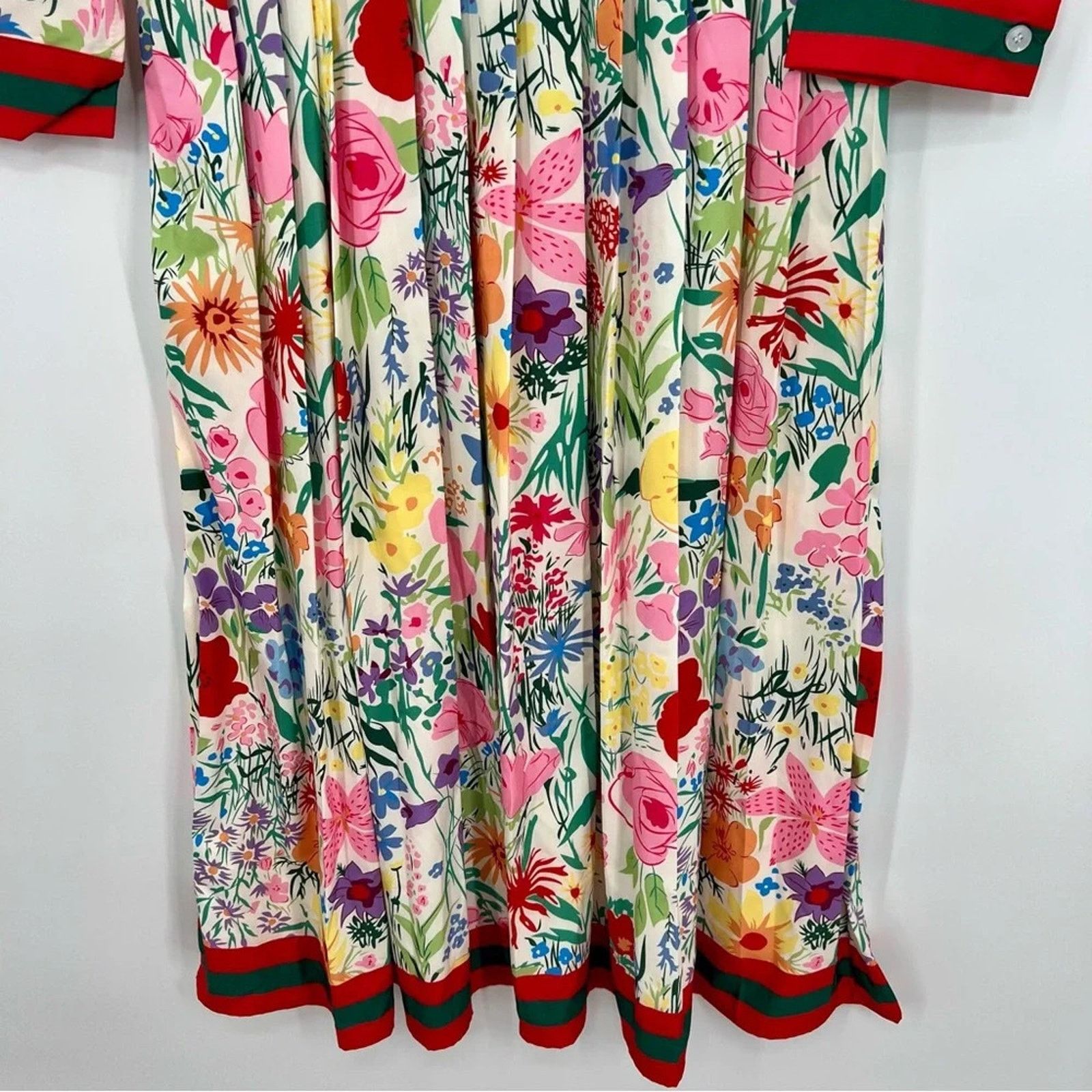 Designer NWT Dalia Macphee Floral Pleated Fit Flare Midi 50s Dress M Size M / US 6-8 / IT 42-44 - 4 Thumbnail