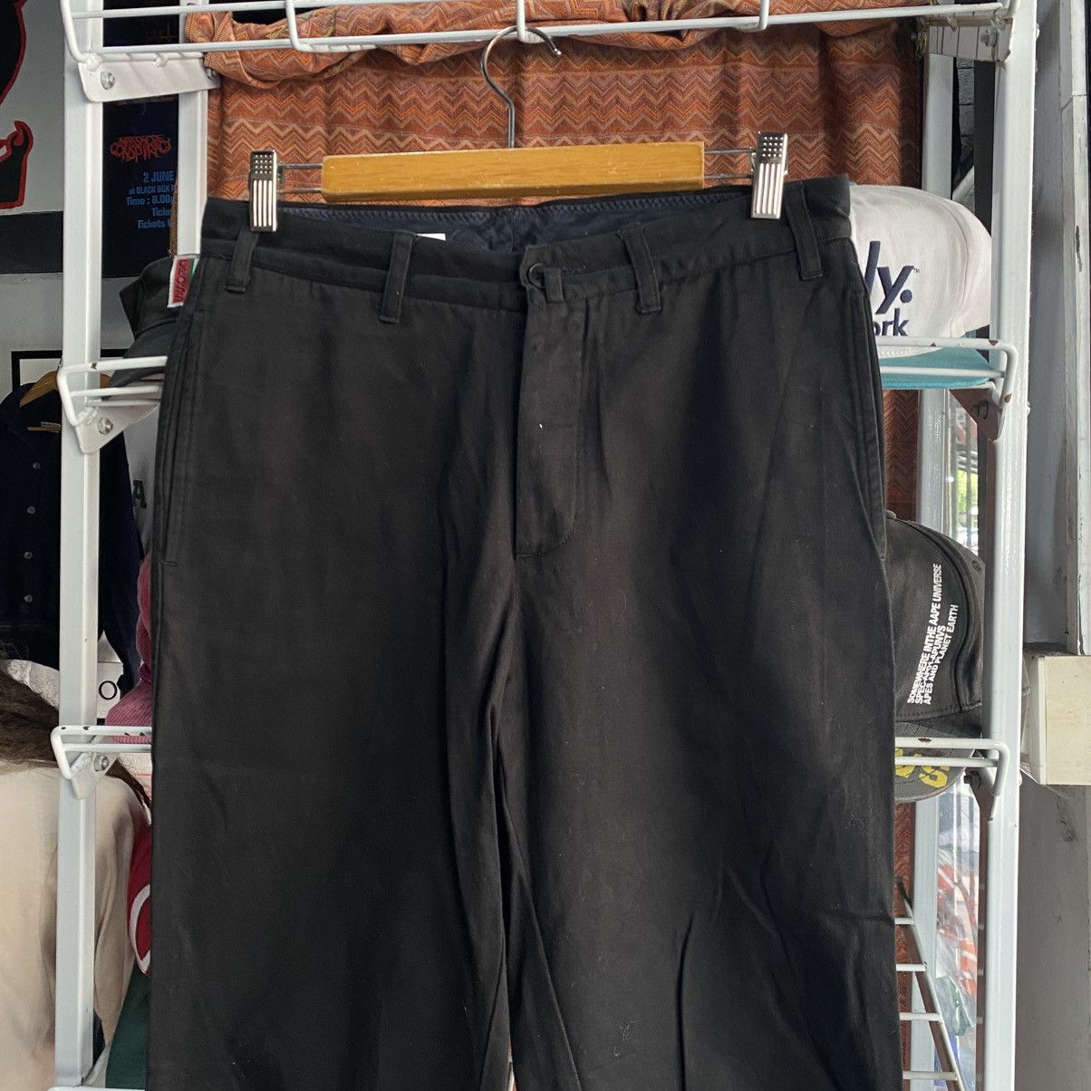 agnes b. Agnes B. Homme Paris Men's Black Loose Fit Chino Pants Size US 30 / EU 46 - 3 Thumbnail