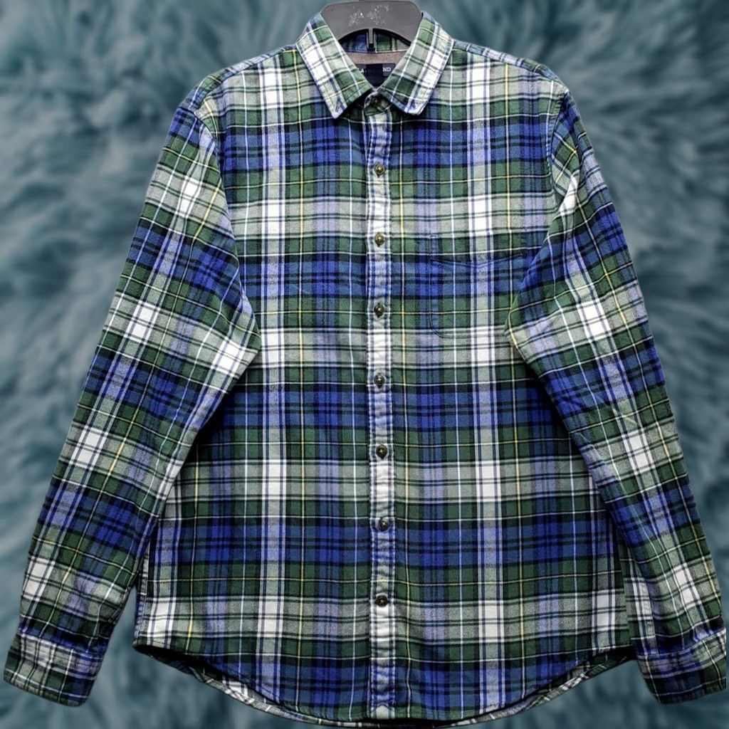 Lands' End Lands' End Mens Dress Shirt Multicolor Plaid Flannel Button-Down Tailored Fit XS/XL? (Wait) Size 42R - 1 Thumbnail