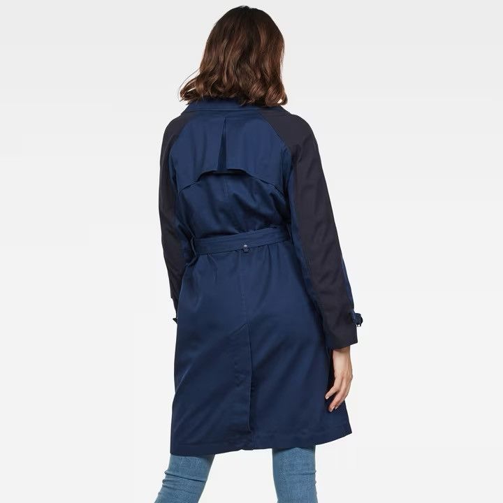 Designer × G-Star G-STAR RAW Duty Classic Trench Blue Cotton Long Coat Jacket Size M / US 6-8 / IT 42-44 - 4 Thumbnail