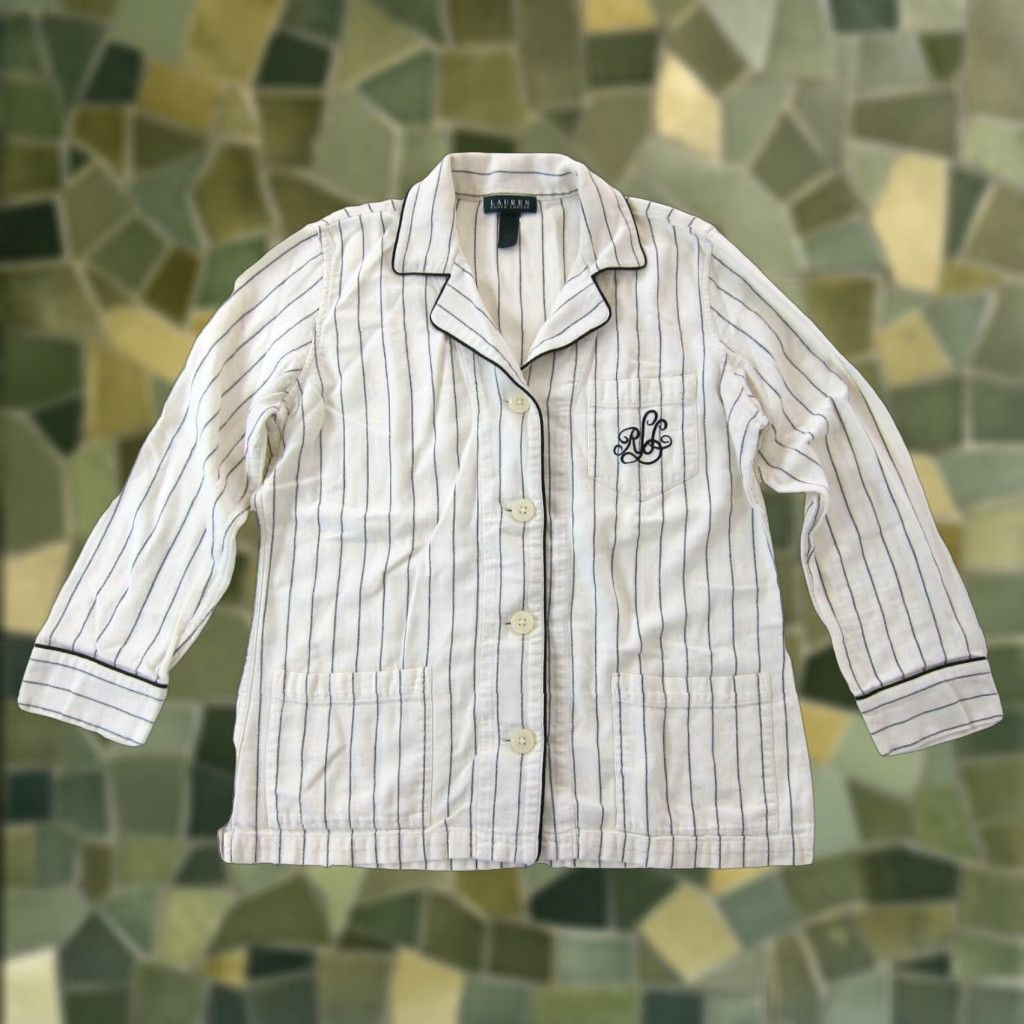 Ralph Lauren VINTAGE Ralph Lauren Green Label Cotton Black Ivory Stripe Collared Pajama Shirt M Size M / US 6-8 / IT 42-44 - 1 Thumbnail