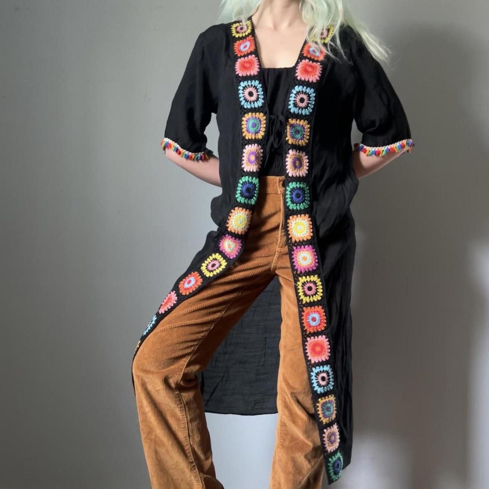 Other Boho crochet longline cardigan wrap Size S / US 4 / IT 40 - 9 Thumbnail
