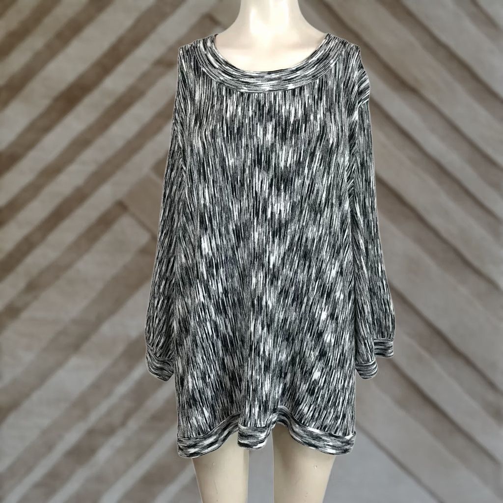 Jones New York Jones New York Women's 3X Black/White Round Neck 3/4 Sleeve Rayon Blend Top Size XXL / US 16-18 / IT 52-54 - 1 Thumbnail