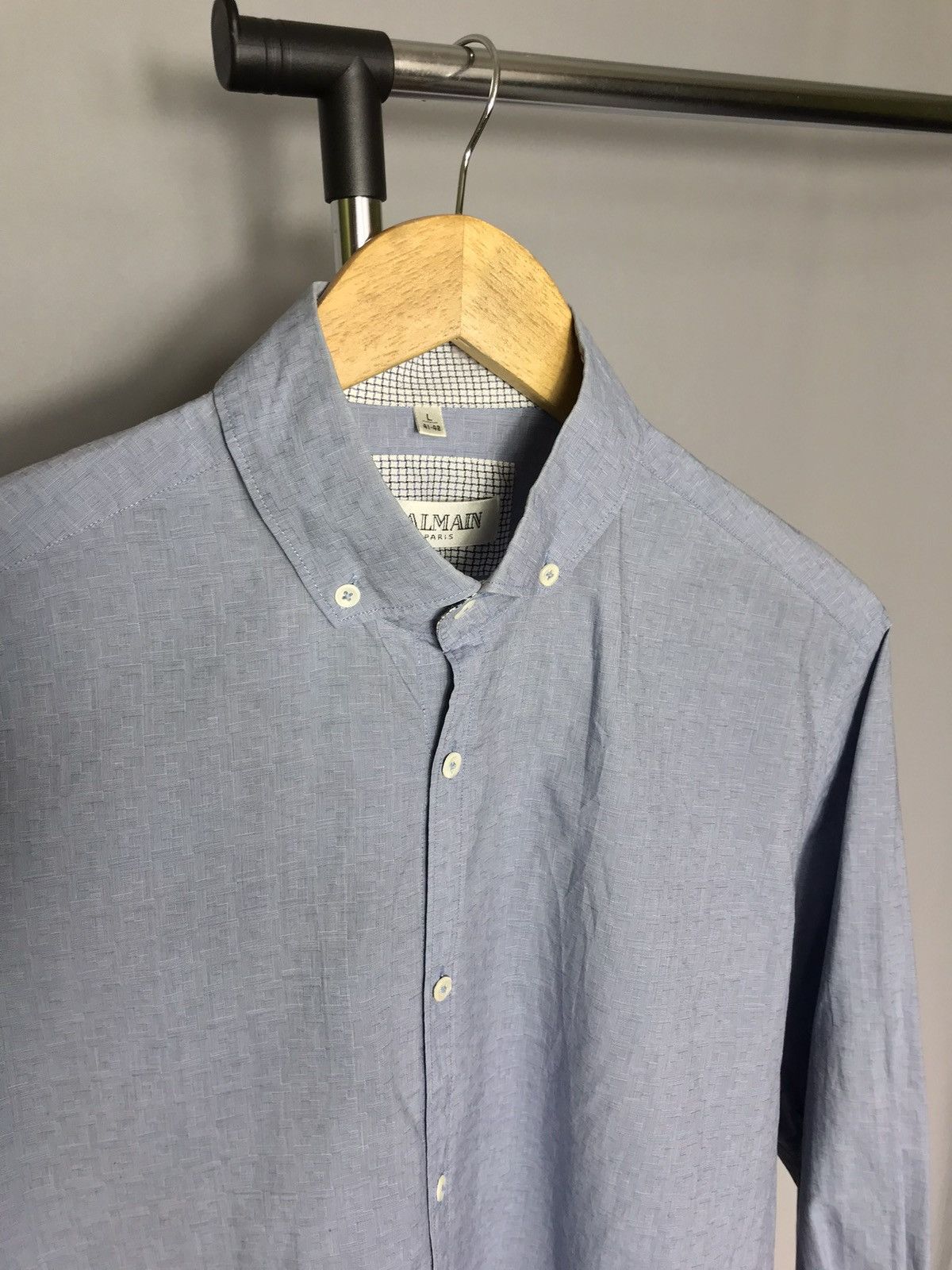Balmain Balmain Paris mens shirt button down dress long sleeve blue Size US L / EU 52-54 / 3 - 4 Thumbnail