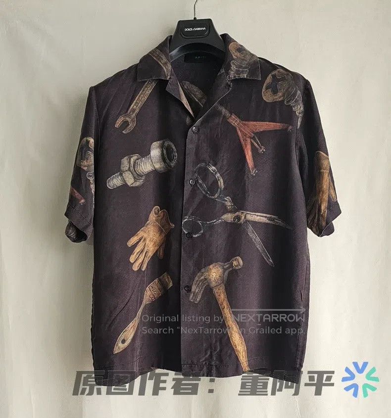 Amiri Size L Mulberry silk printed short-sleeved shirt