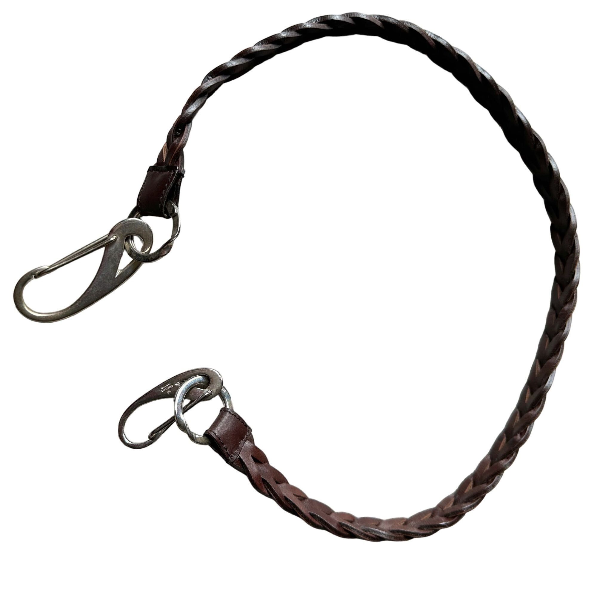 Gucci GUCCI Brown Braided Leather Belt with Caribiner Style Clasps Size ONE SIZE - 3 Thumbnail