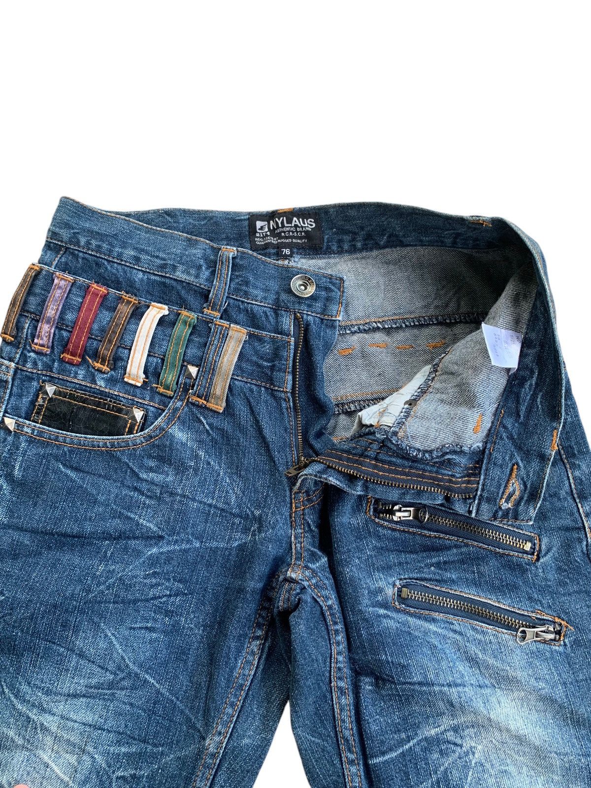 Japanese Brand NYLAUS DOUBLE WAIST MUDWAST DISTRESSED DENIM Size US 29 - 13 Thumbnail
