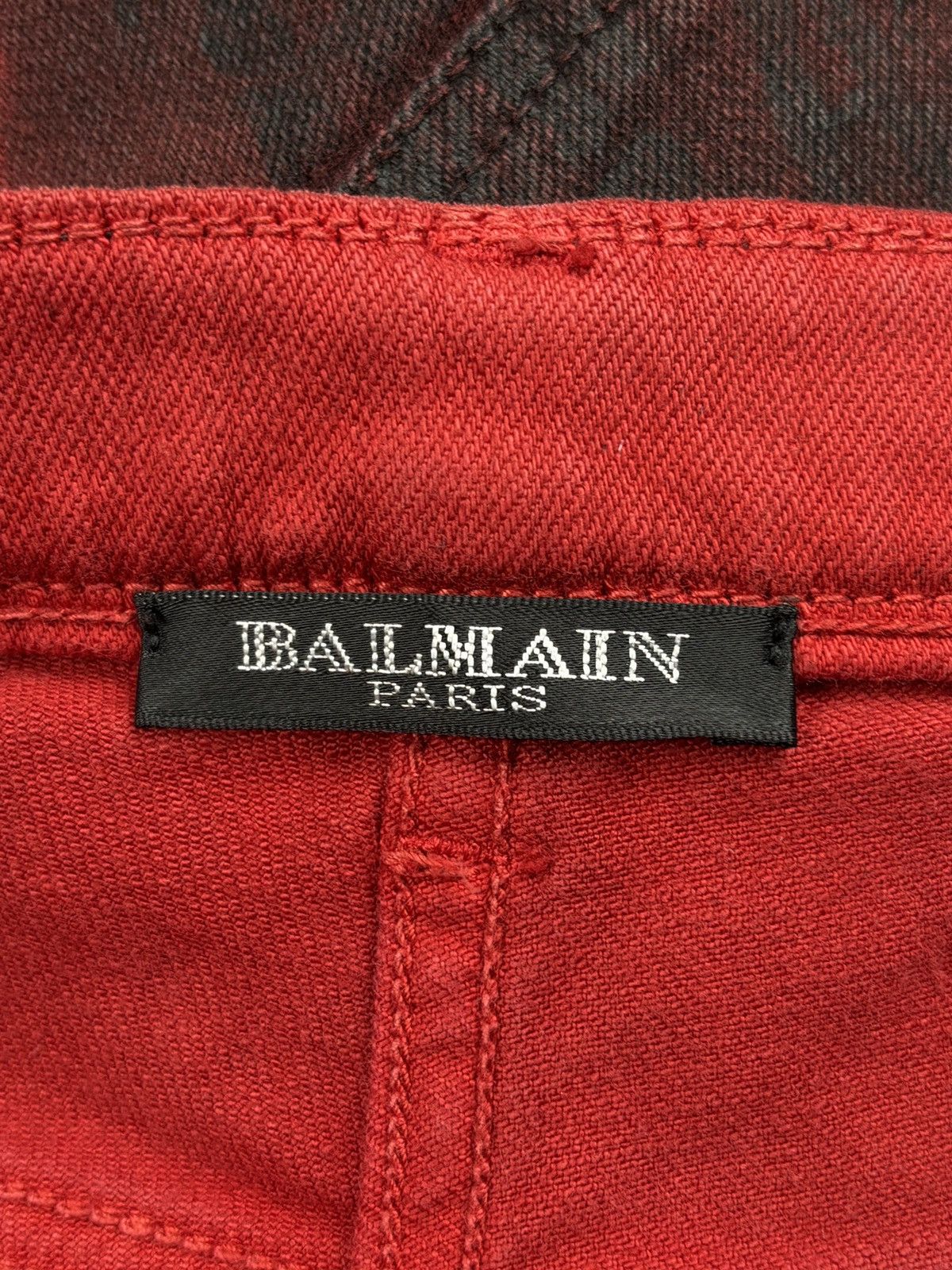 Balmain S/S 2011 Christophe Decarnin Red Washed-out Biker Jeans Size 30" / US 8 / IT 44 - 16 Thumbnail