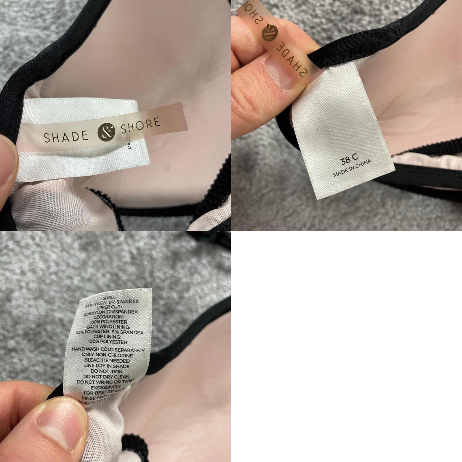Vintage VINTAGE Shade & Shore Bikini Top Womens 38C Black Geometric Underwired Push Up Spaghetti Beach Size XS / US 0-2 / IT 36-38 - 8 Thumbnail