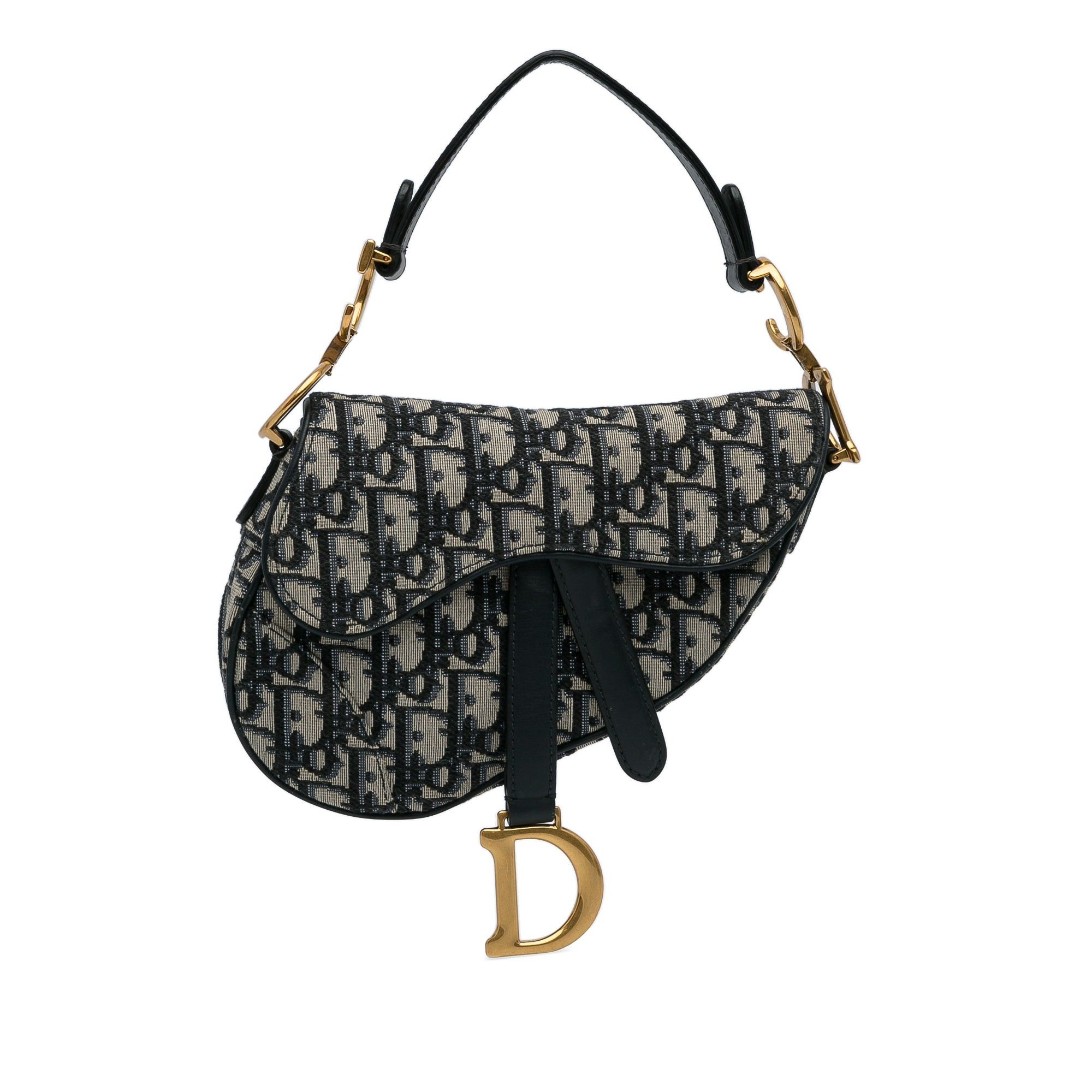 Dior Dior Mini Oblique Canvas Saddle Bag Blue Size ONE SIZE - 1 Thumbnail