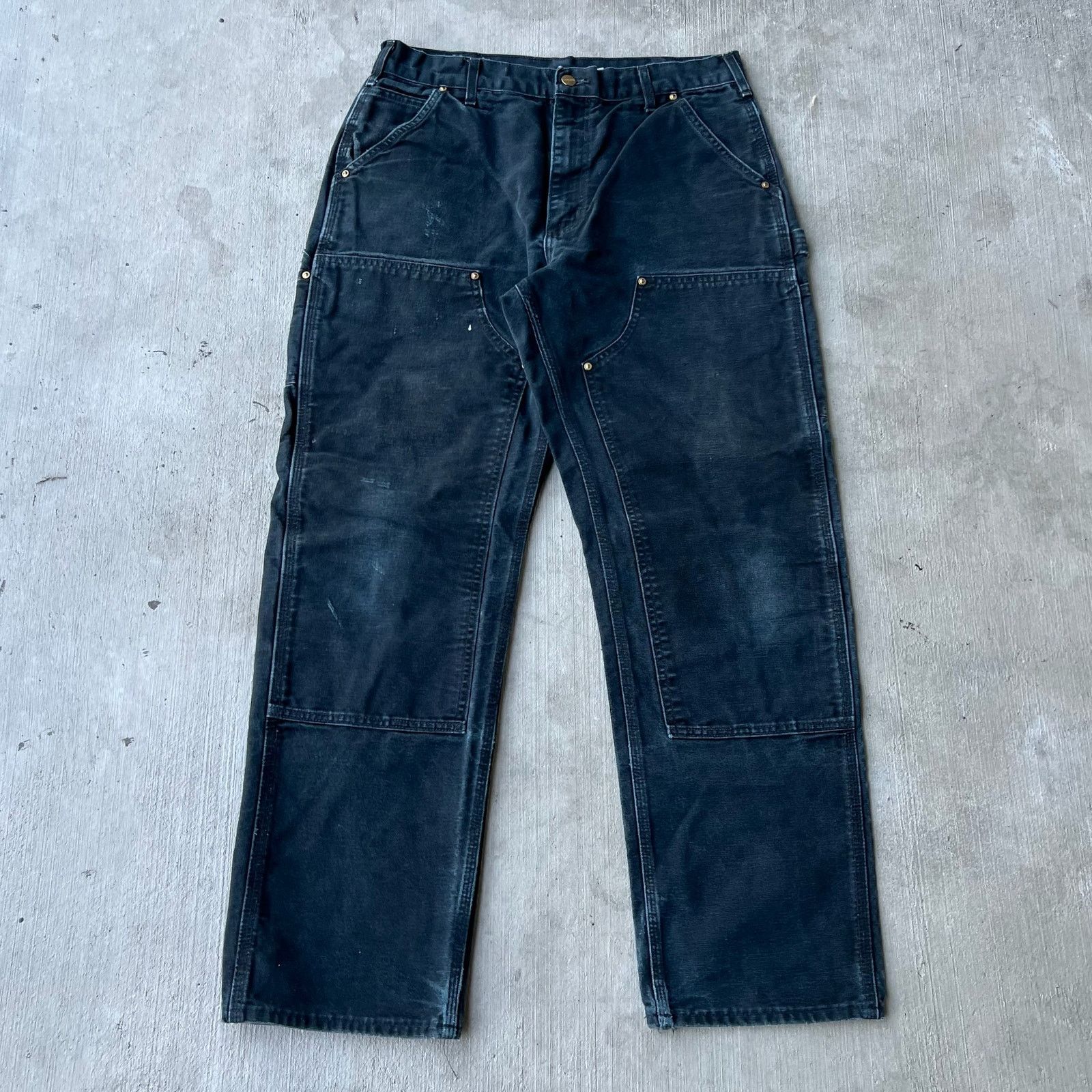 Carhartt × Vintage Carhartt faded black double knee work wear carpenter pants Size US 32 / EU 48 - 1 Thumbnail