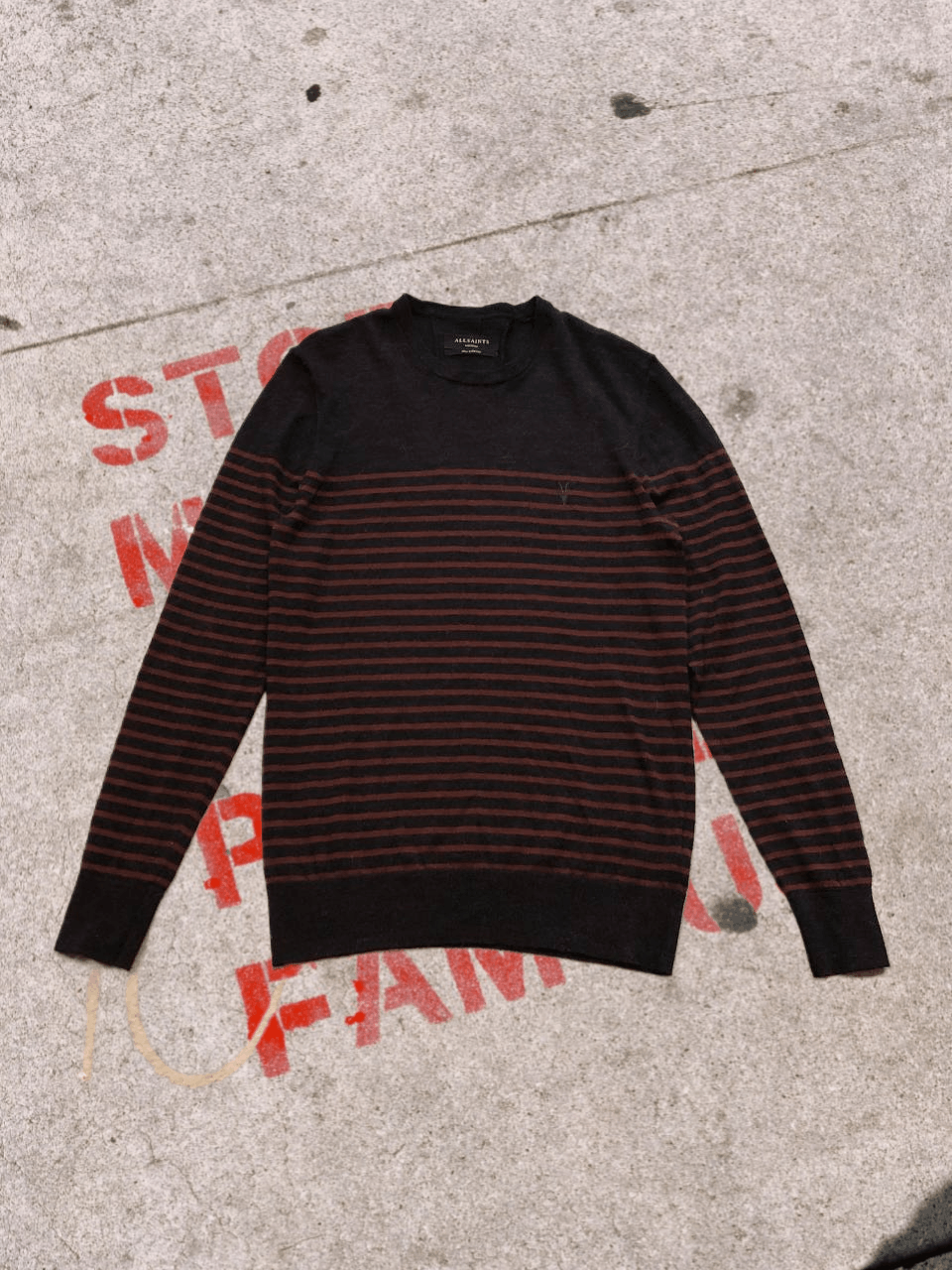 Allsaints Vintage Y2K ALLSAINTS STRIPED distressed Knit Sweater Size US M / EU 48-50 / 2 - 1 Thumbnail