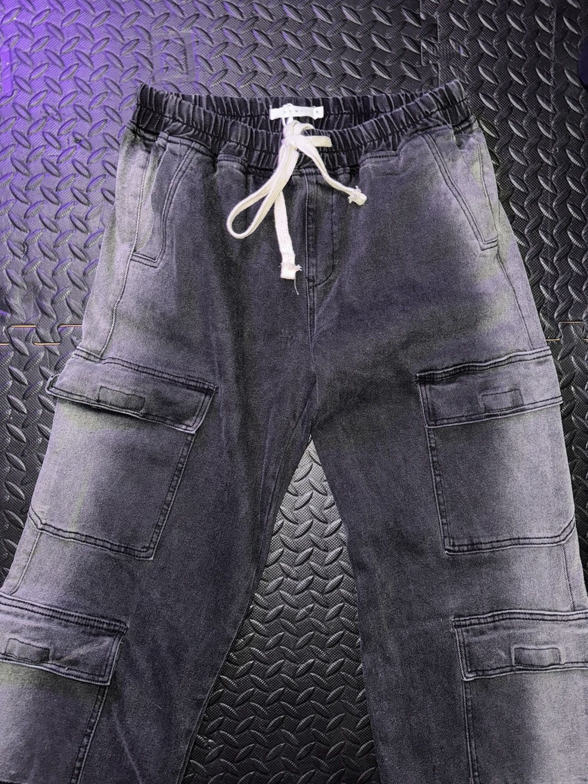 MNML MNML Washed Black Denim Drawcord Pants Size US 32 / EU 48 - 1 Thumbnail